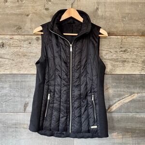 Calvin Klein Womens Quilted Down Fill Vest M Black‎ Pockets Outdoors Puffer